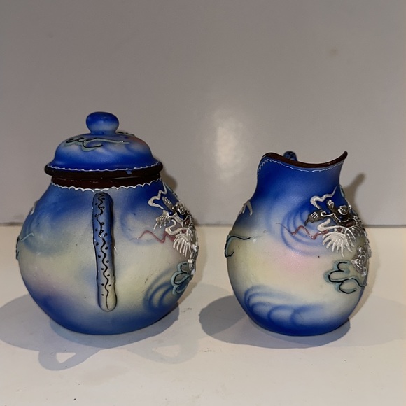 Vintage Japanese Moriage Dragon Sugar & Cream Set - Picture 4 of 8